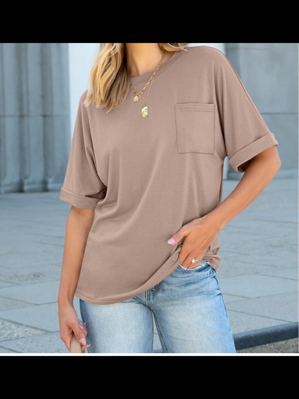 Relaxed Short Sleeve Pocket Tee in Taupe